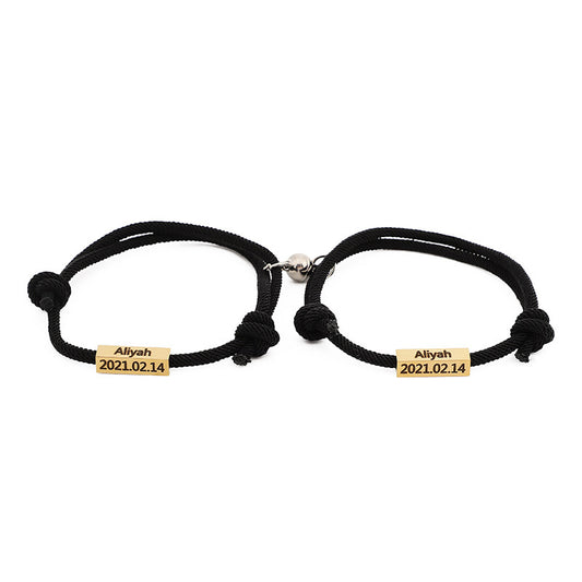 Bracciale con nome personalizzato, magnete per amore eterno, bracciale per coppie in acciaio inossidabile