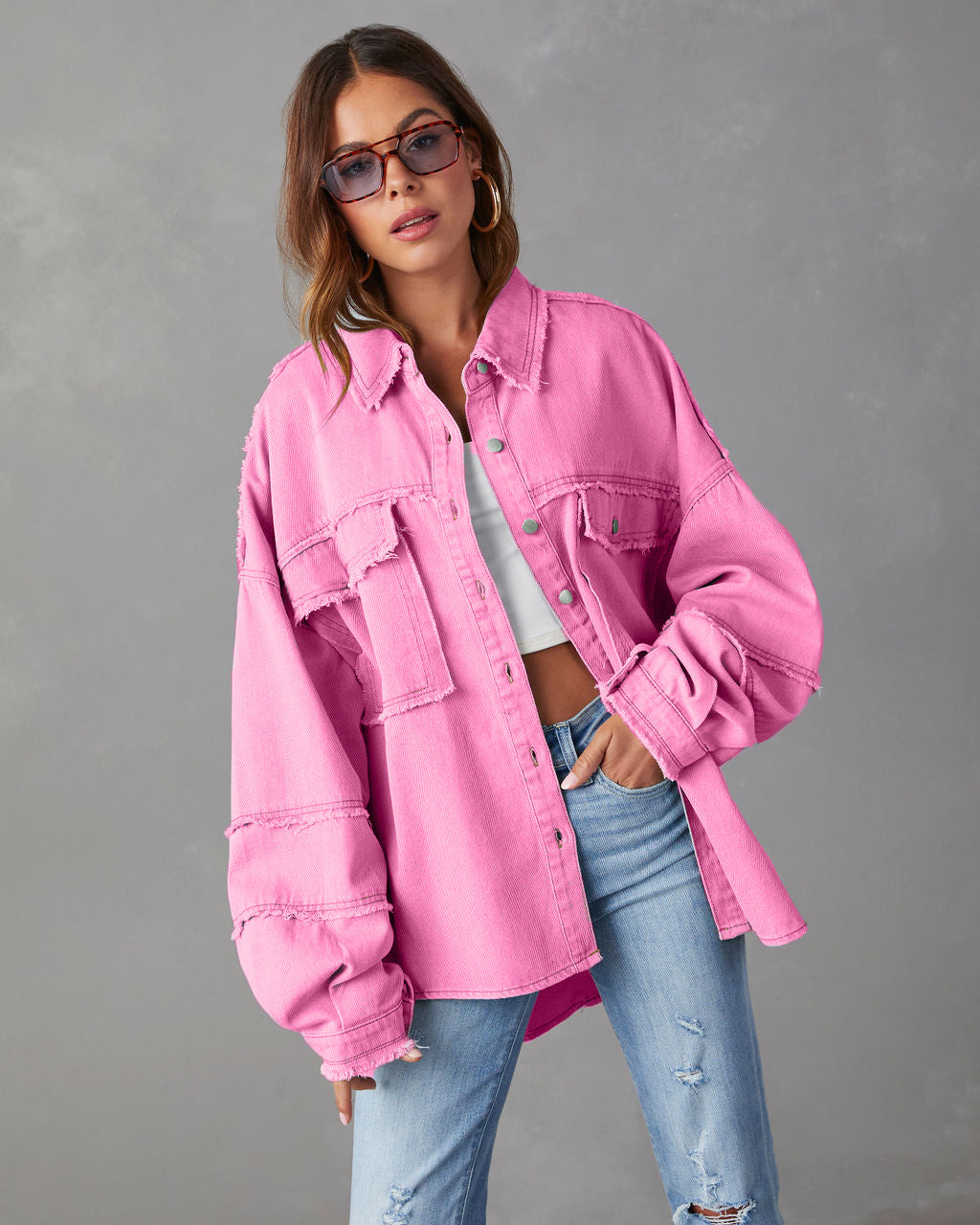 Cappotto casual in denim a maniche lunghe
