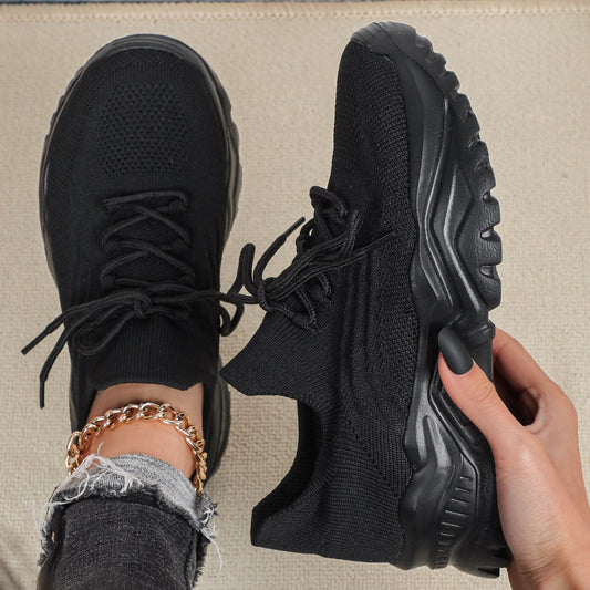 Scarpe sportive da donna in Flyknit traspirante e alla moda, taglie forti, per primavera e autunno