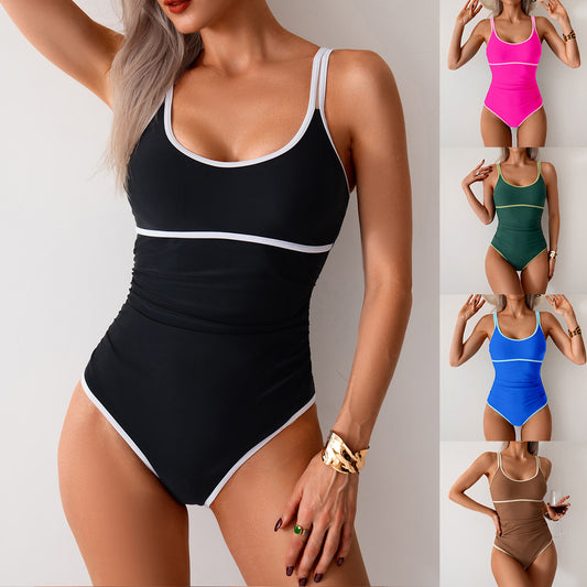 Costume da bagno da donna alla moda, ad asciugatura rapida, sportivo, monopezzo