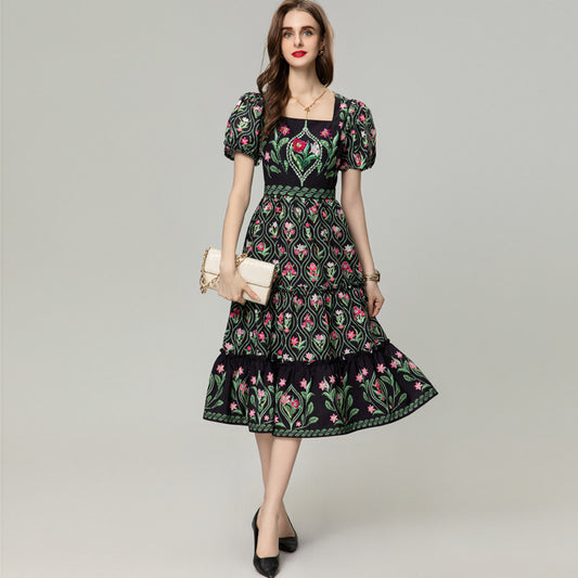 Romantisches Kleid mit Vintage-Print für Damen