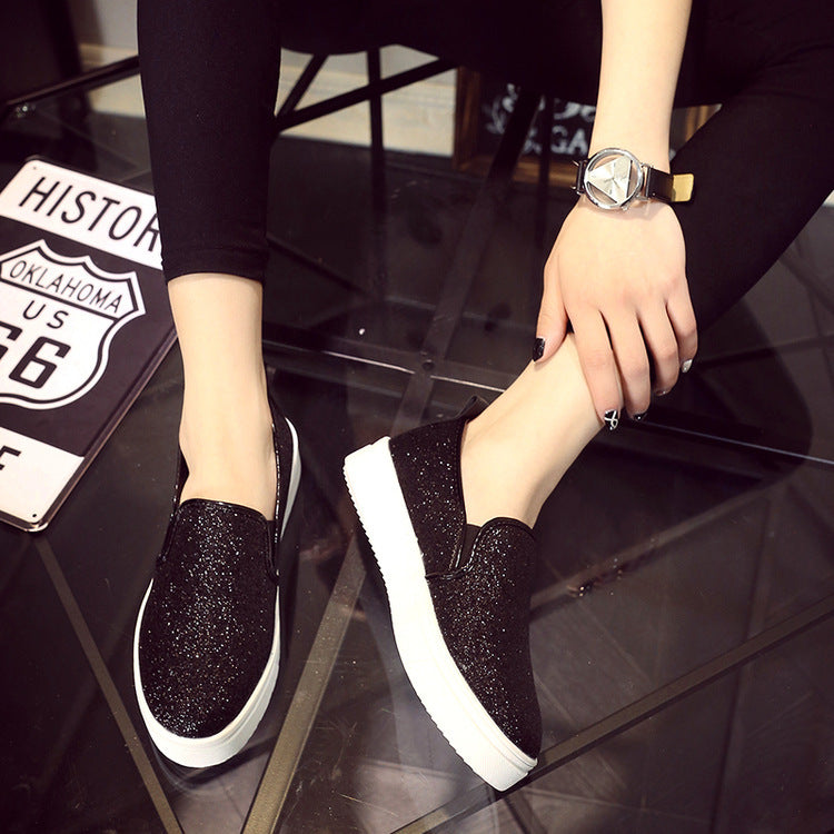 Plateau Loafer Low-Top Pailletten Damenschuhe