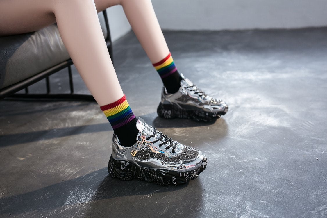 All-Match Runde Zehen Netzgarn Sport Freizeitschuhe Plattform