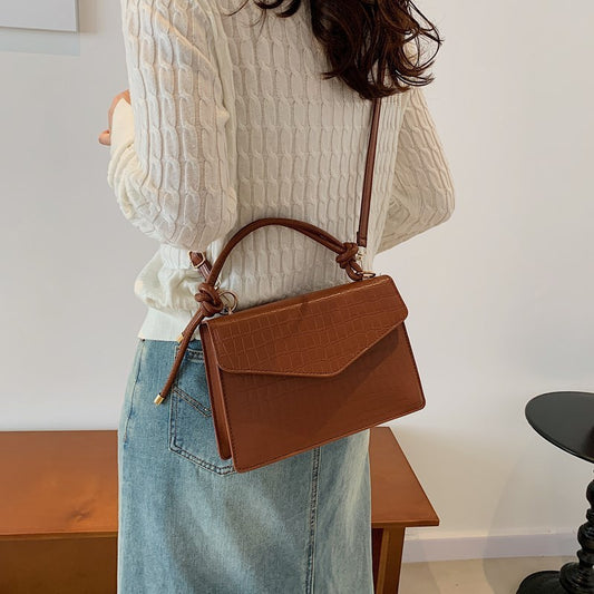 Einfarbige, lässige, tragbare Umhängetasche im Retro-Stil