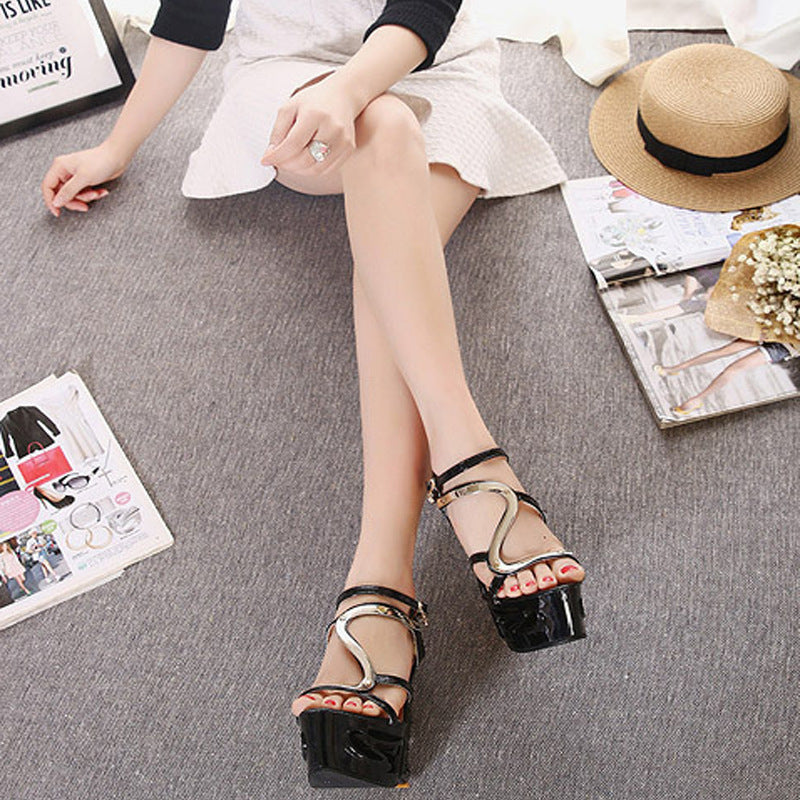 Wedge sandals women's retro sandals 14cm nightclub women's shoes
