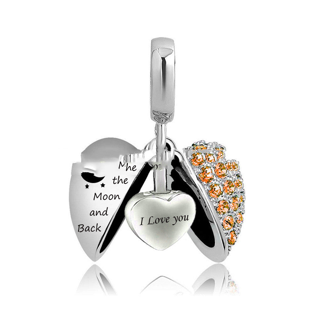 Wing Heart Pendant Stainless Steel Perfume Pendant