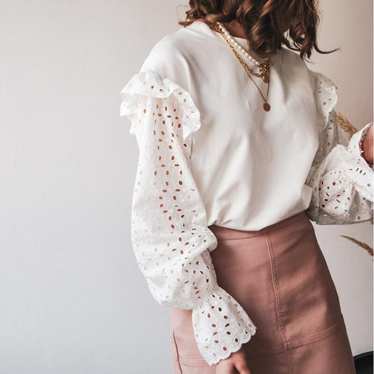 Giacca da donna in pizzo con cuciture alla moda europea e americana