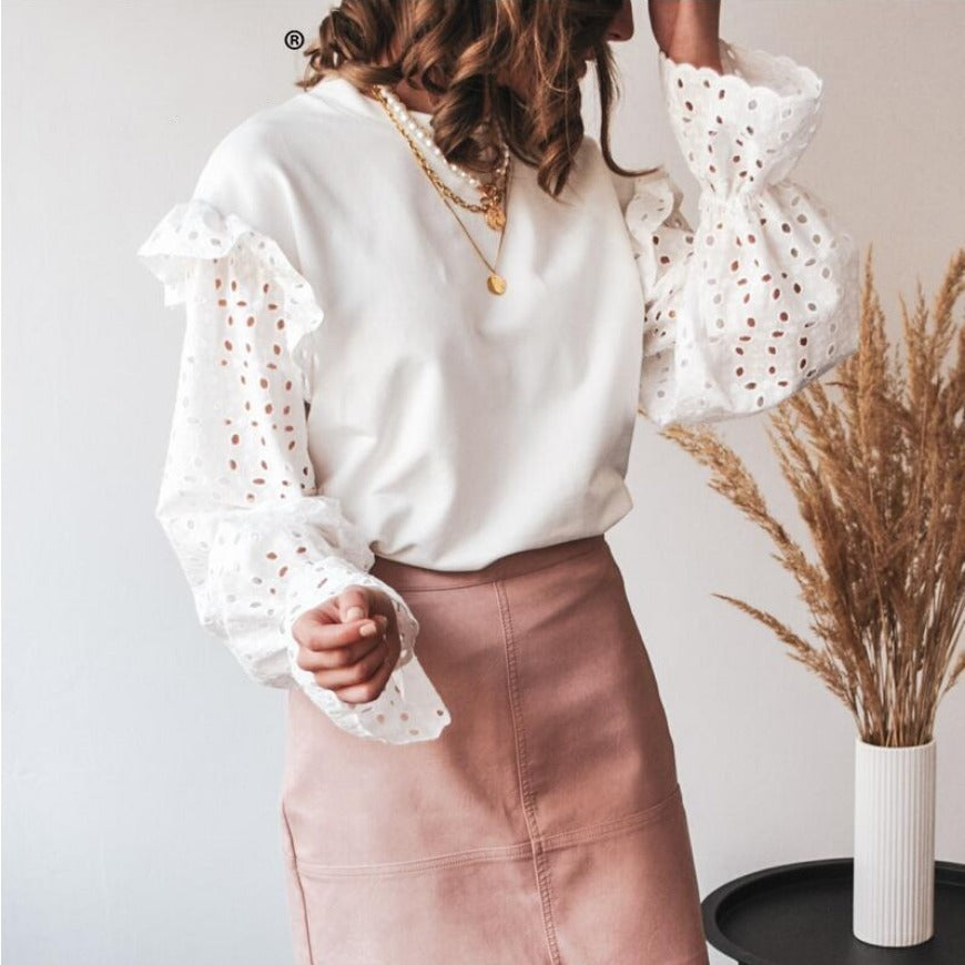 Giacca da donna in pizzo con cuciture alla moda europea e americana