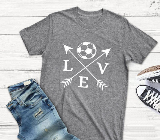 Maglietta Love Soccer Arrow Fashion a maniche corte con lettere