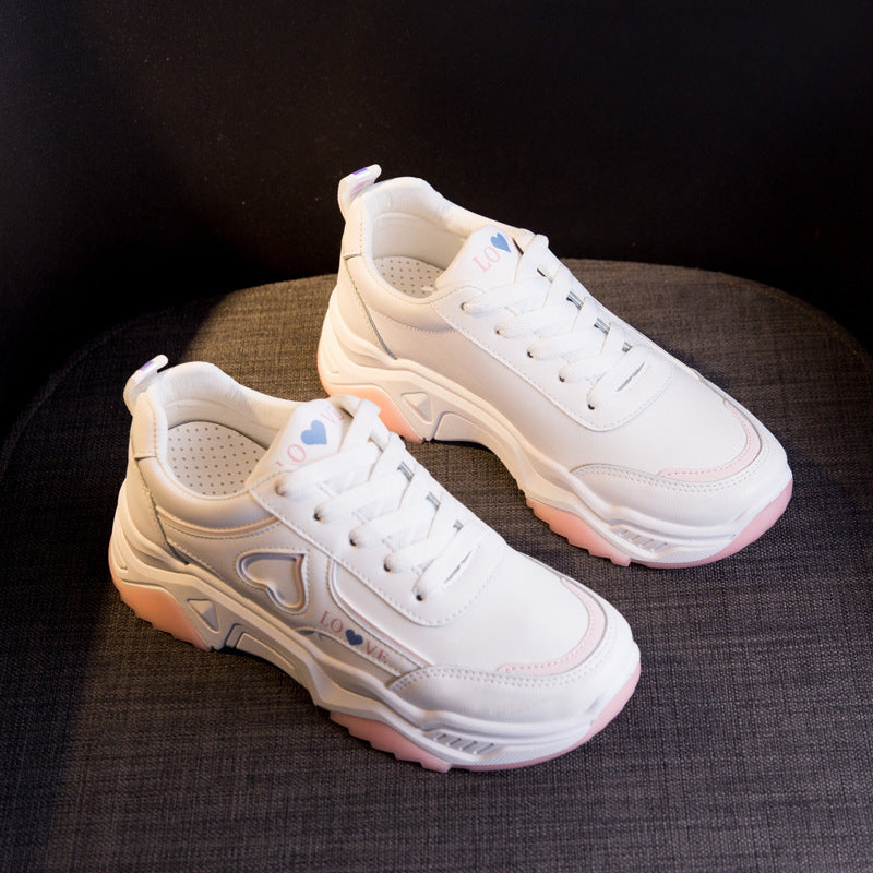 Scarpe da ginnastica per ragazze, con plateau e torta in spugna, da papà, da corsa, con lacci