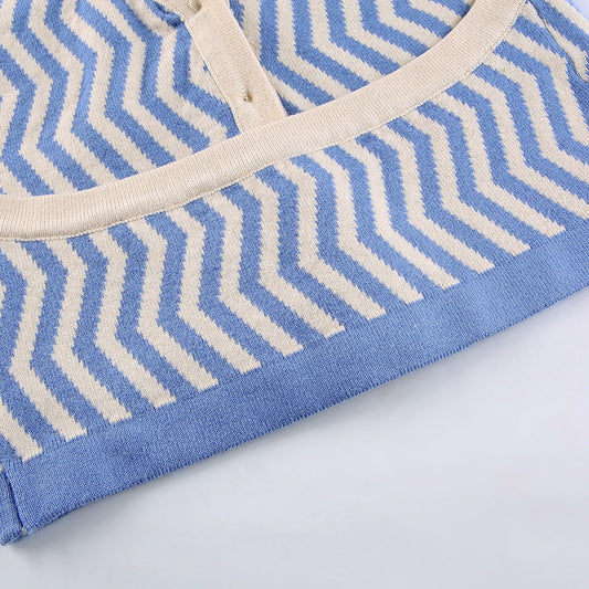 Damen Ins Street Fashion Wave Striped Deep V Neckholder Neckholder Slim Weste