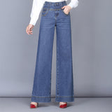 Wide Leg Jeans Women Casual Straight High Waist Loose Drape Jeans