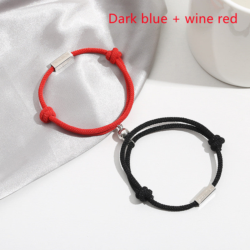 Braccialetto magnetico intrecciato per coppie con nome inciso