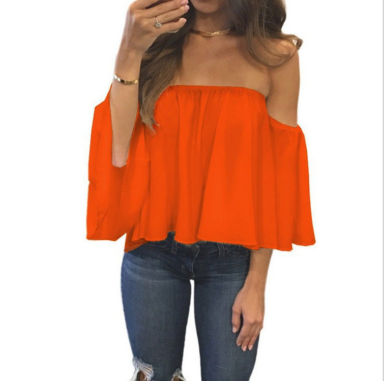 Sexy Top Off-The-Shoulder Lose T-shirt
