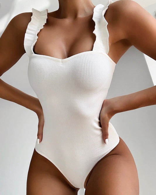 New Sexy One Piece Swimsuit Women Ruffle Swimwear Bodysuit
