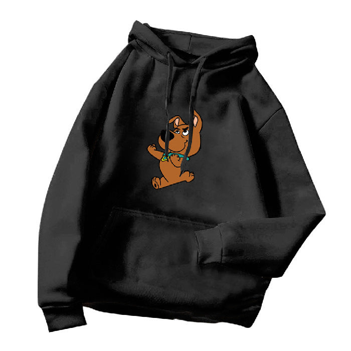 Maglione con cappuccio casual, largo, sottile e versatile stampato