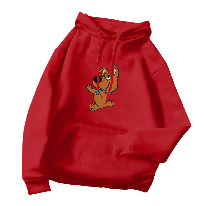 Maglione con cappuccio casual, largo, sottile e versatile stampato