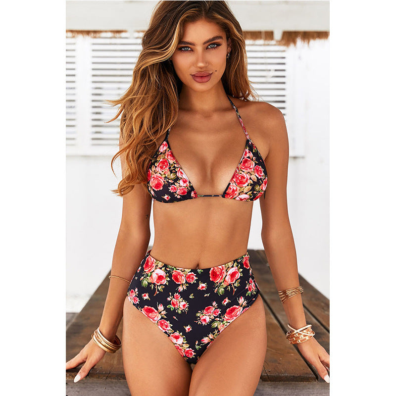 Sexy High Waist Split Badeanzug Damen Europäischer und amerikanischer Split High Waist Bikini