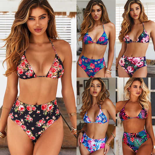Sexy High Waist Split Badeanzug Damen Europäischer und amerikanischer Split High Waist Bikini