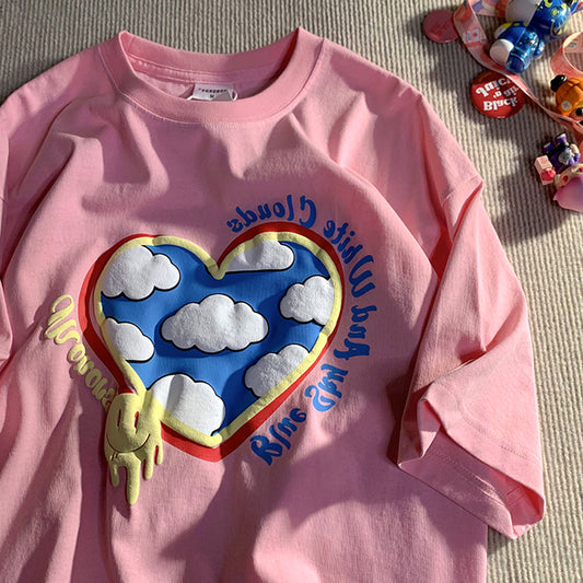 Kurzarm-T-Shirt Damen Ins Hong Kong Style