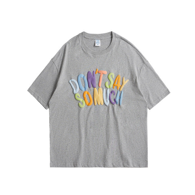 New Street Fashion Brand Three-Dimensional Foam Printing Color Letters Loose Short-Sleeved T-Shirt Men