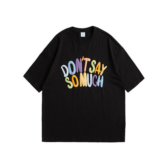 Nuovo marchio di moda di strada, maglietta a maniche corte da uomo con stampa tridimensionale in schiuma e lettere colorate