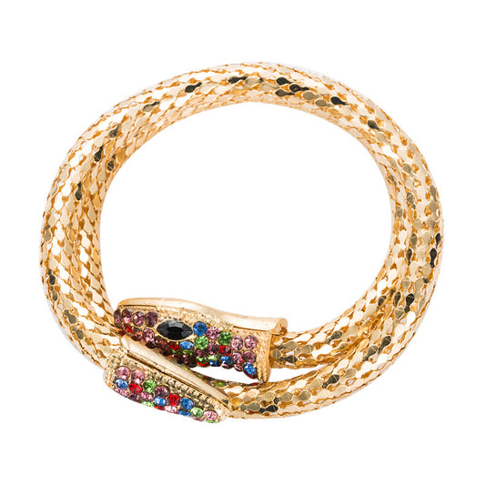 Braccialetti a forma di serpente in lega con strass colorati per uomo e donna