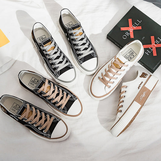 Bear Canvas Shoes For Women Spring New Korean Board