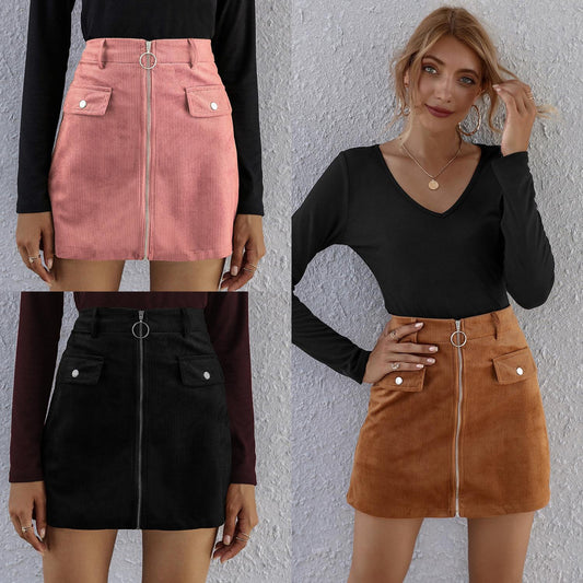 High Waist A Line Skirt Feminine Short Skirt Fashion Bag Hip Skirt