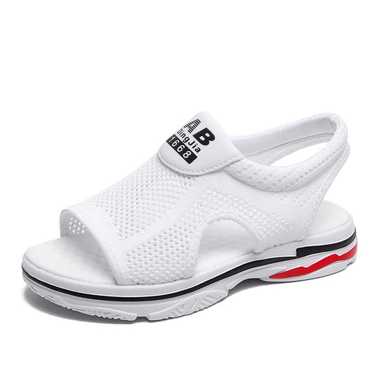 Scarpe casual da donna in tessuto volante, piatte, cave, con suola morbida e bocca di pesce