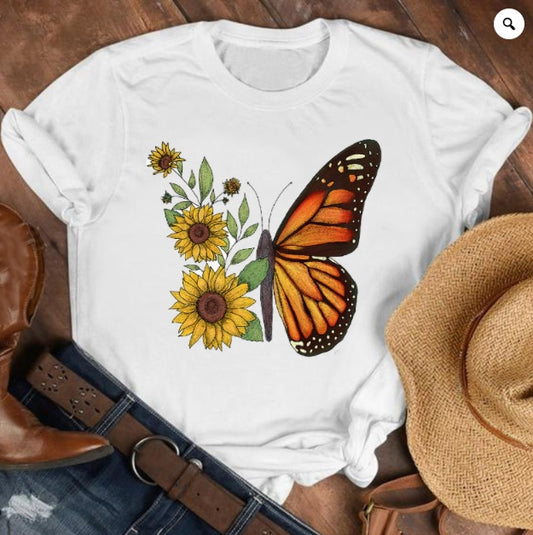Loose Large Fashion Butterfly T Shirt Personality Trend Bottoming Shirt