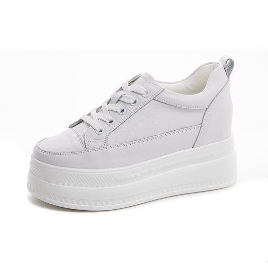 Nuovo stile scarpe casual in pelle di mucca con tacco a zeppa e fondo a scapito delle scarpe singole da donna