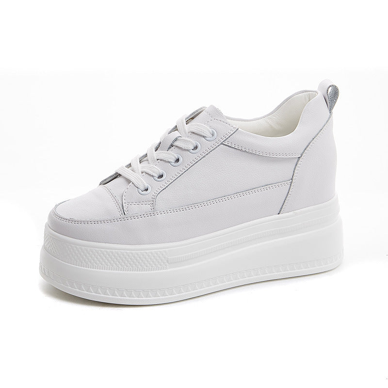 Nuovo stile scarpe casual in pelle di mucca con tacco a zeppa e fondo a scapito delle scarpe singole da donna