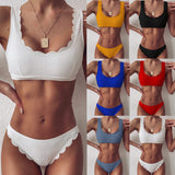 Cut flower split swimsuit bikini