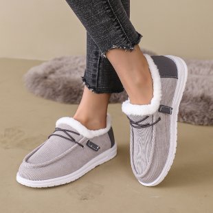 Stivali da neve da donna in pelliccia con suola spessa e caldi foderati in pile