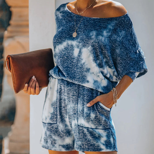 Abito casual a maniche lunghe con scollo tondo stampato alla moda