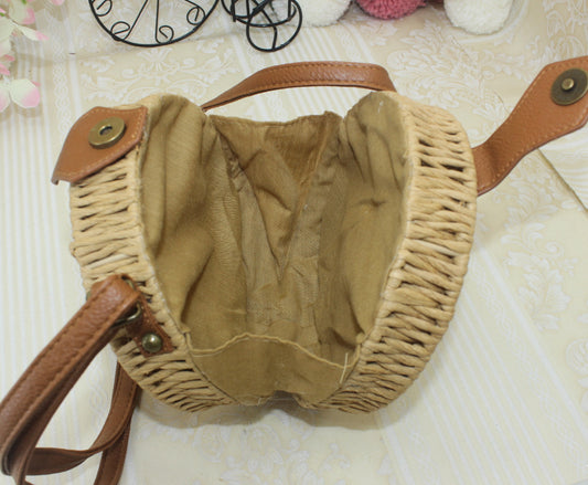 Borsa di paglia intrecciata colorata corn flakes Corea originale borsa rotonda singola per torta