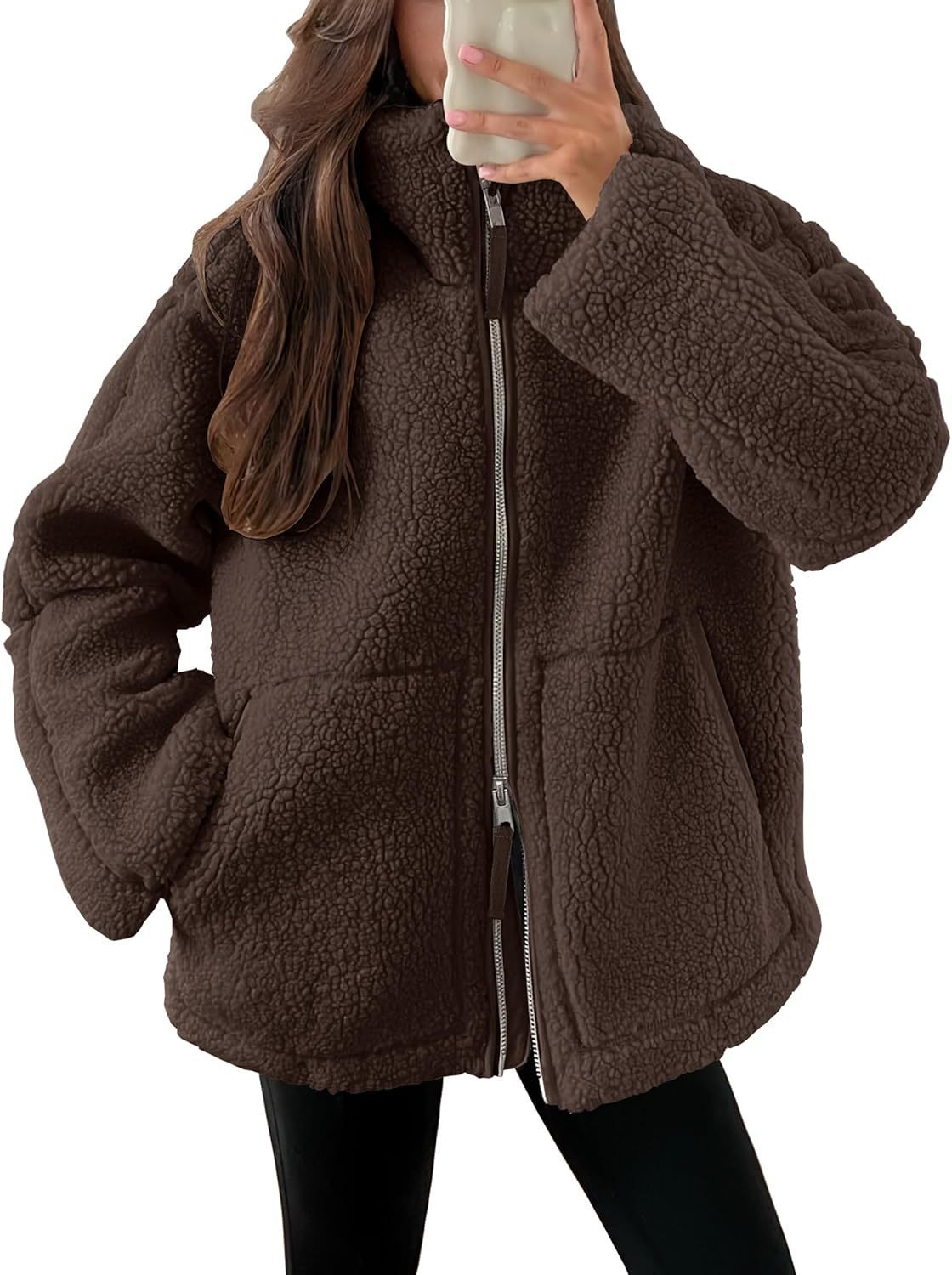 Fashion Solid Fleece Jacket Fall Spring Long Sleeve Women's Clothing