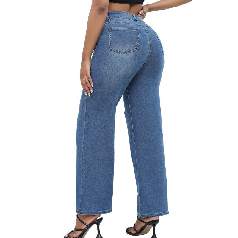 Elegante zerrissene Weite Jeans Damen