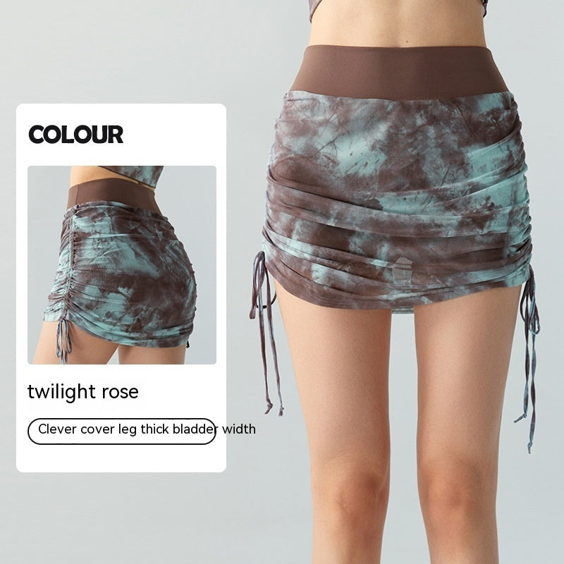 Gonne da yoga in rete tie-dye stampate da donna