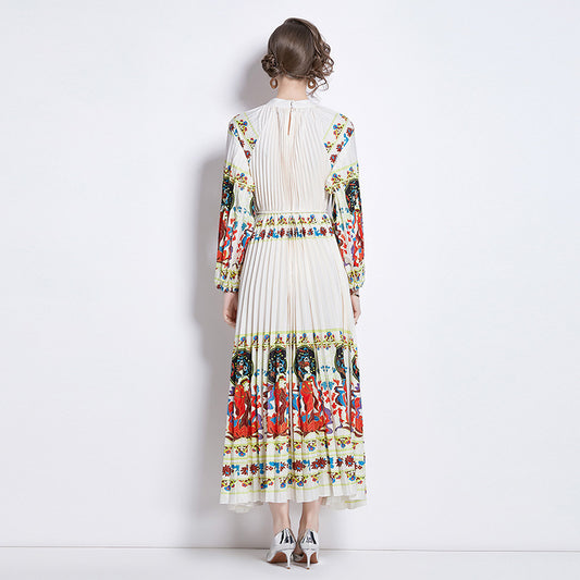 Plissiertes Kleid mit Quastengürtel für Damen