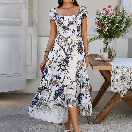 Abito a maniche corte con stampa a contrasto di colore Abbigliamento da donna