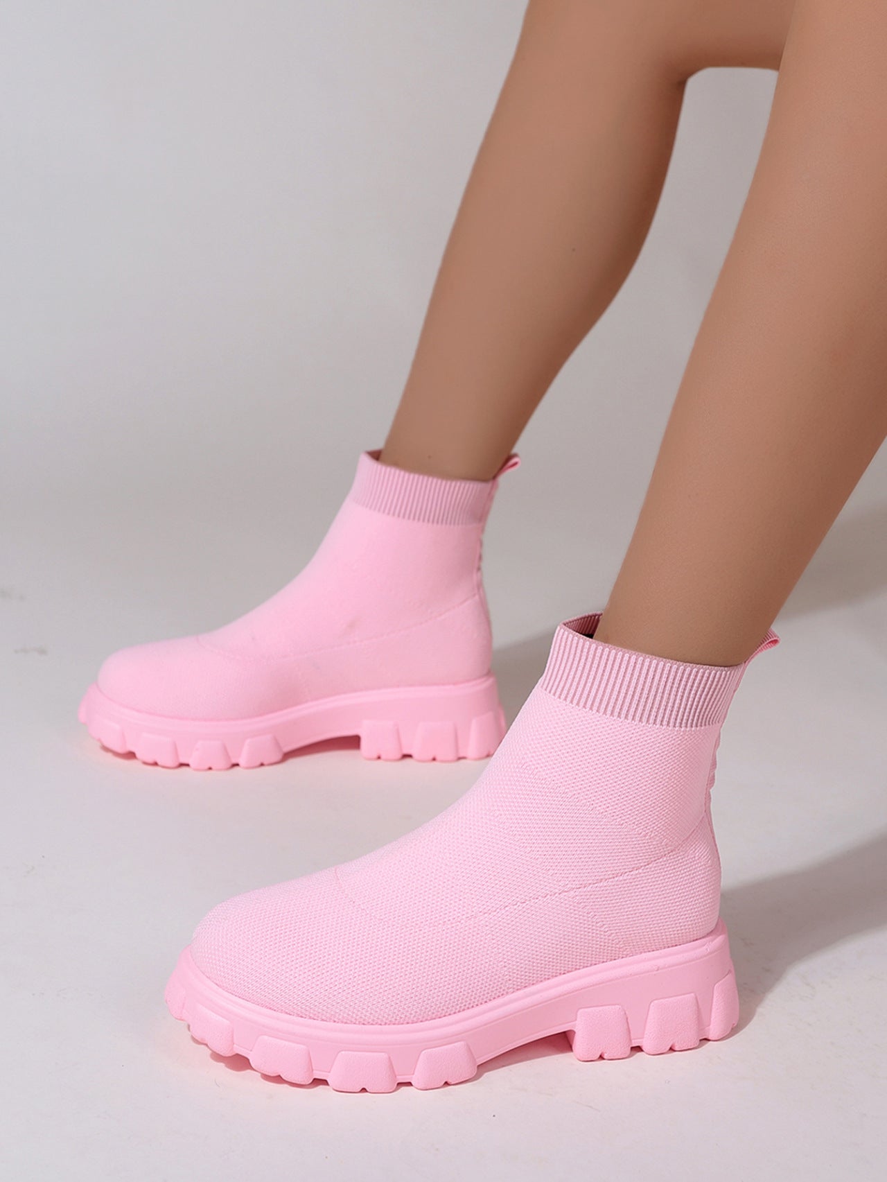 Europäische und amerikanische Plateau-Stiefeletten aus gewebtem Mesh in Übergröße für Damen