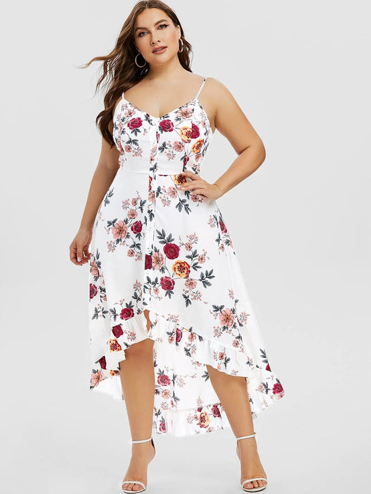 Großes Damen-Slingkleid mit unregelmäßigem Saum für den Frühherbst