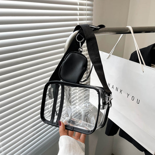 Borsa a tracolla semplice e trasparente da donna, borsa a tracolla alla moda