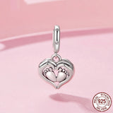 Guardian Pendant 925 Silver Creative Heart Footprints Beaded
