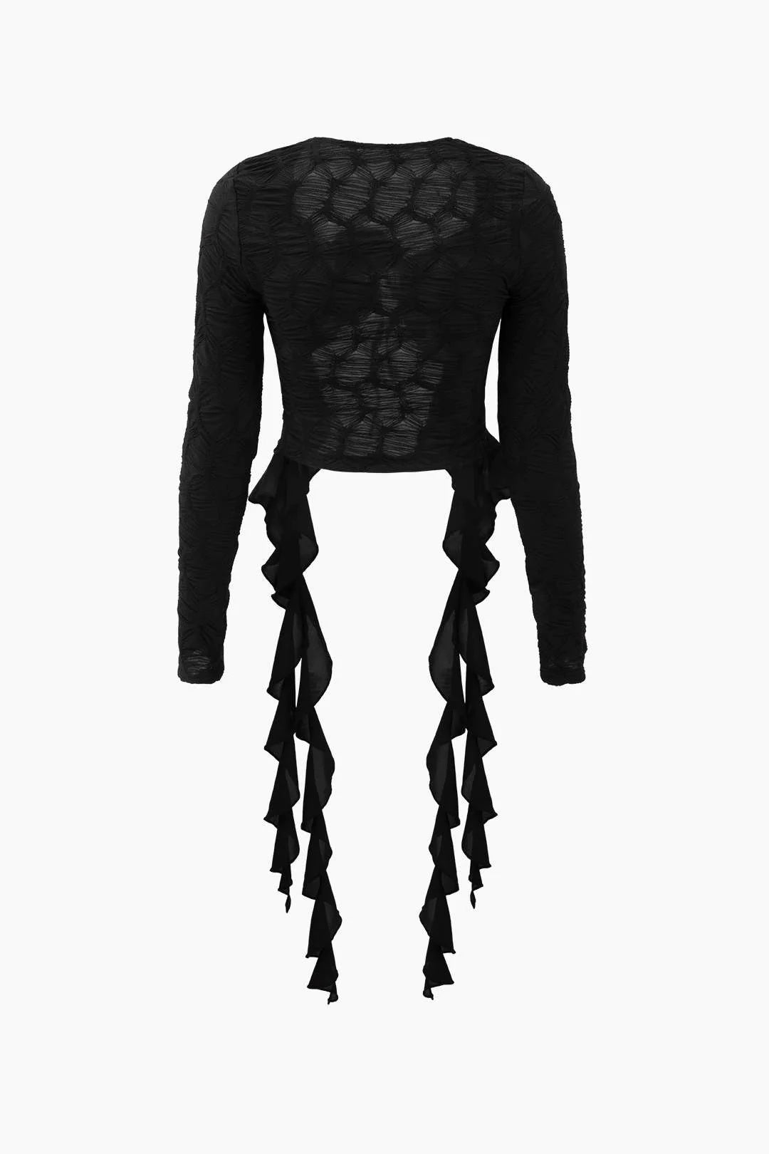 New Sexy Irregular Lotus Leaf Collar Flowers Decorate Long Sleeve Tops