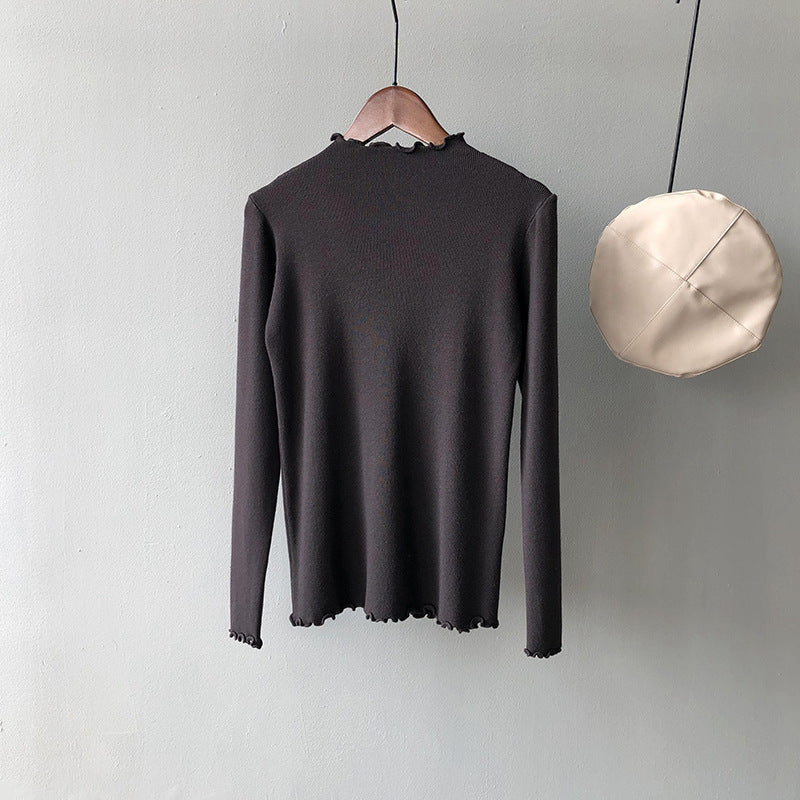Top in maglia aderente in stile coreano da donna
