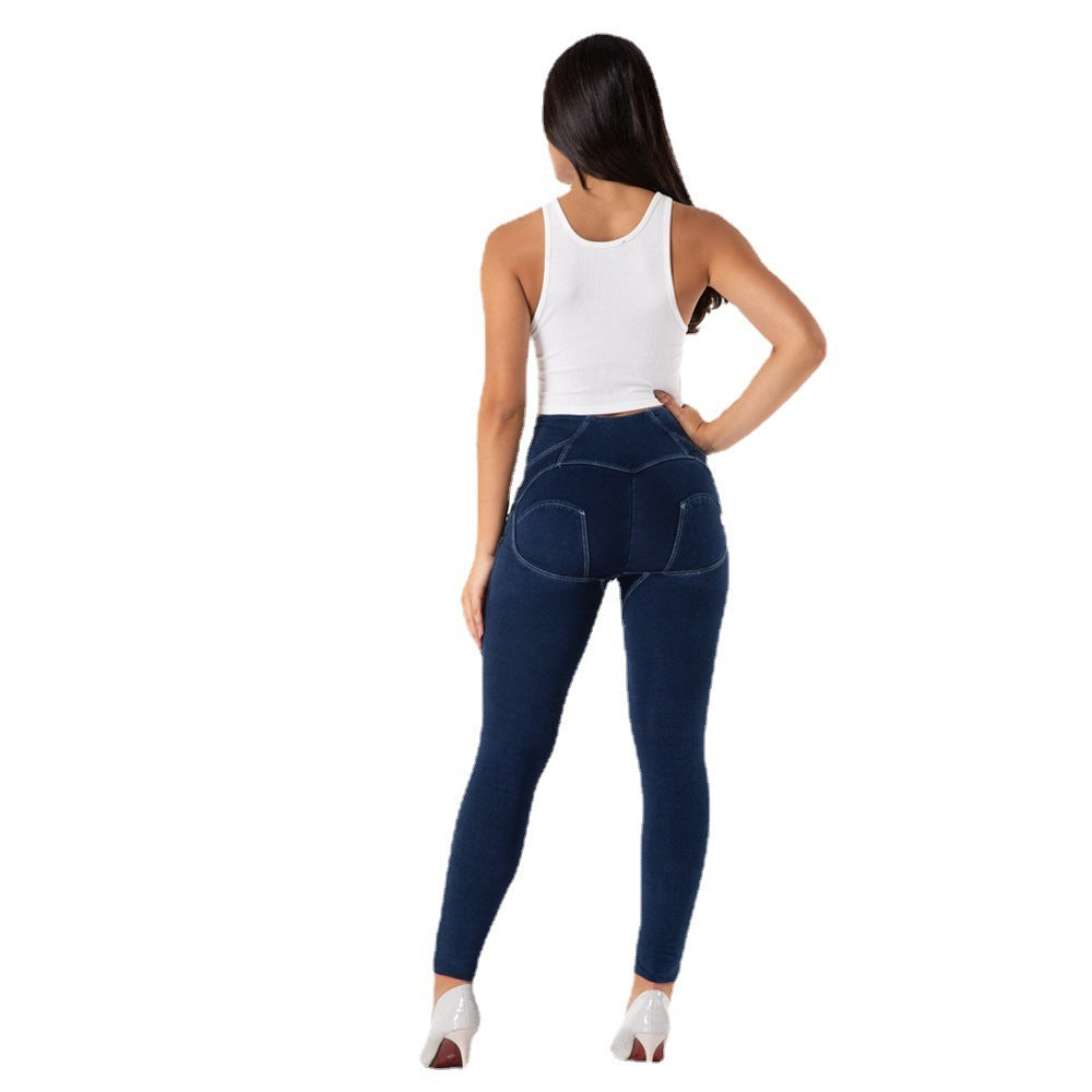 Vier Knöpfe Schöne Gesäß Frauen Fitness Jeans