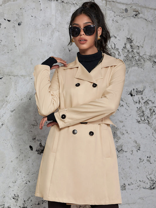 Damen Mittellanger Trenchcoat im britischen Stil